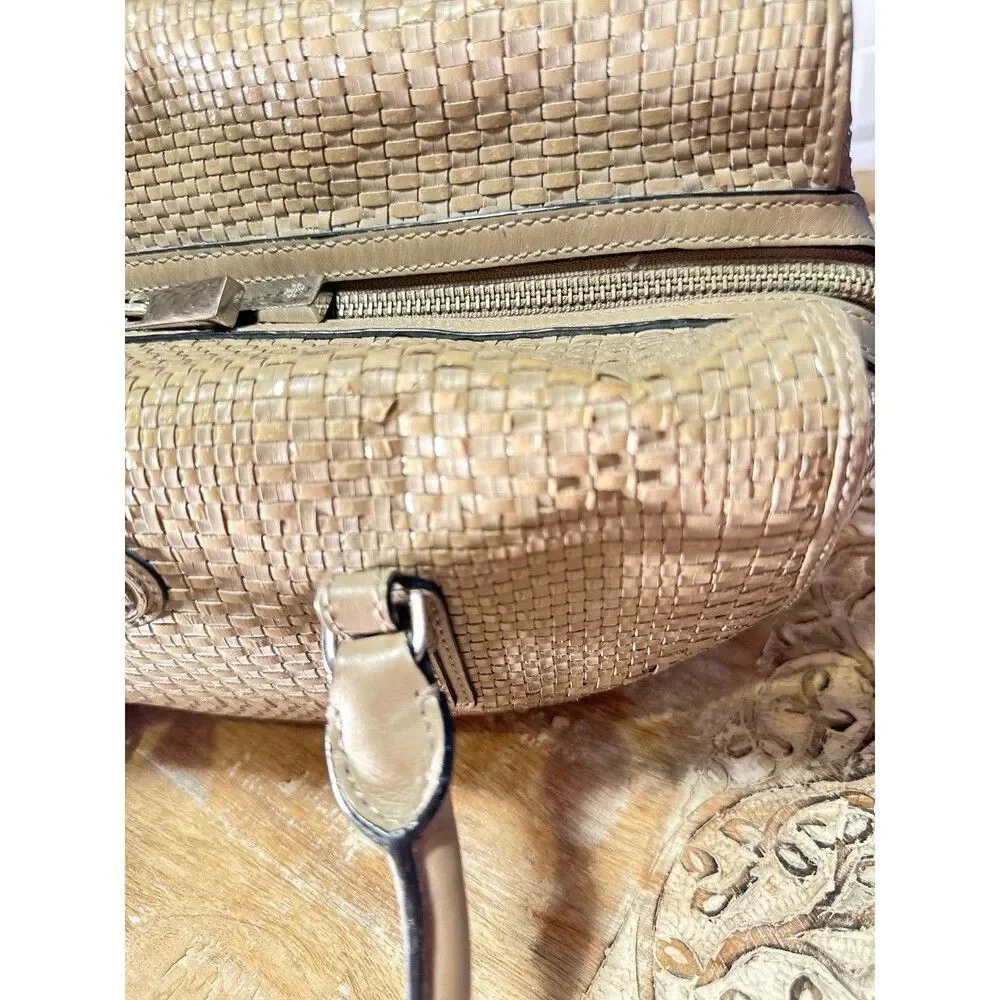 TORY BURCH ROBINSON WOVEN SOFT SATCHEL FRENCH GRAY